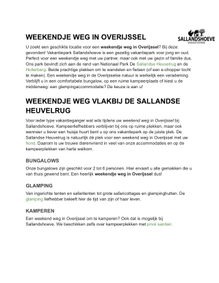 Weekend weg Overijssel - Sallandshoeve