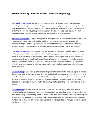 Stencil Marking - Control Panels Industrial Engraving