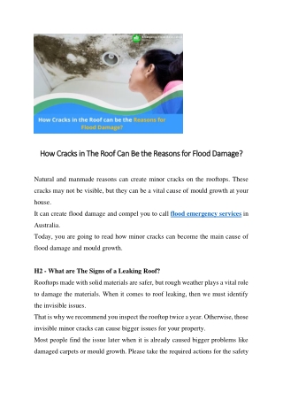 How Cracks in The Roof Can Be the Reasons for Flood Damage