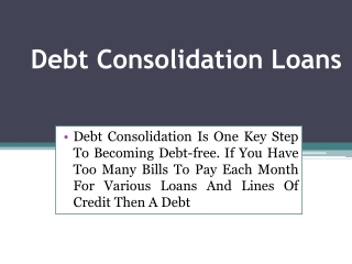 Debt Consolidation Loans