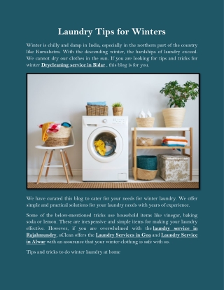 Laundry Tips for Winters