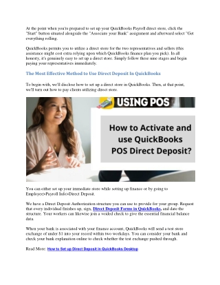 How to Activate and use QuickBooks POS Direct Deposit