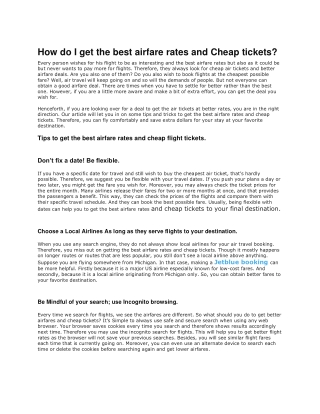 How do I get the best airfare rates and Cheap tickets