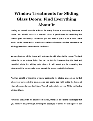 Window Treatments for Sliding Glass Doors: Find Everything About It