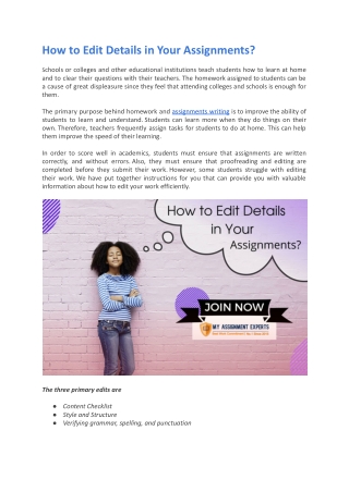 How to Edit Details in Your Assignments?