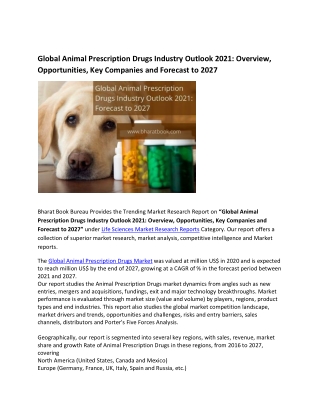 Global Animal Prescription Drugs Market Research Report 2021-2027