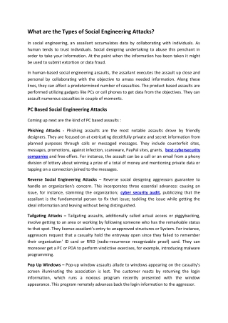 What are the Types of Social Engineering Attacks