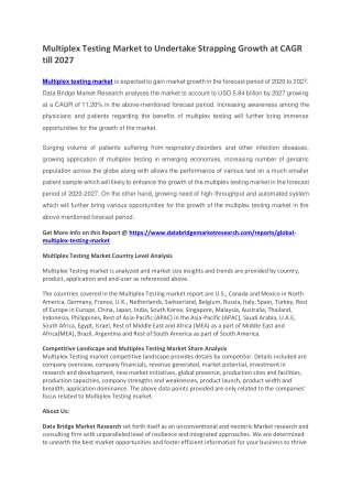 Multiplex Testing Market to Undertake Strapping Growth at CAGR till 2027