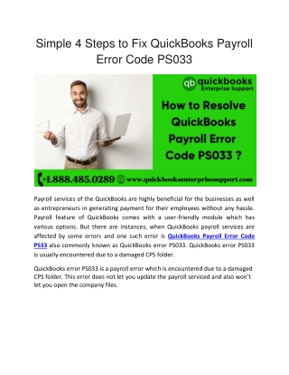 Simple 4 Steps to Fix QuickBooks Payroll Error Code PS033