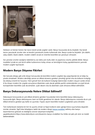 Banyo Modelleri