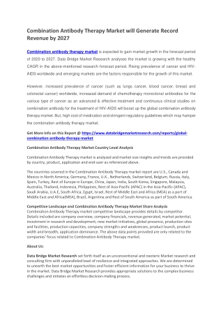 Combination Antibody Therapy Market will Generate Record Revenue by 2027