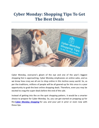 Cyber Monday - Shopping Tips To Get The Best Deals