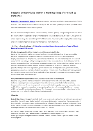 Bacterial Conjunctivitis Market is Next Big Thing after Covid