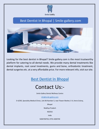 Best Dentist In Bhopal | Smile-gallery.com