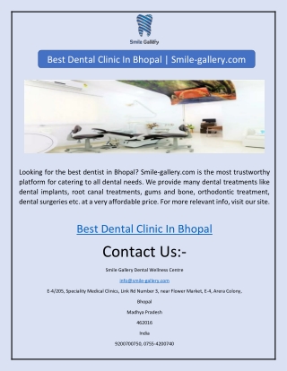 Best Dental Clinic In Bhopal | Smile-gallery.com