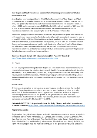 Baby Diapers and Adult Incontinence Machine Market Registering a CAGR of 4.6%