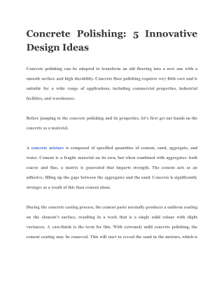 Concrete Polishing: 5 Innovative Design Ideas