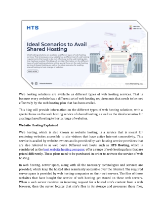 Ideal Scenarios to Avail Shared Hosting