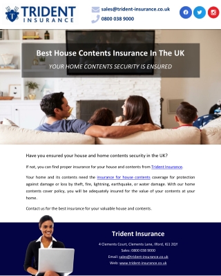 Best House Contents Insurance In The UK