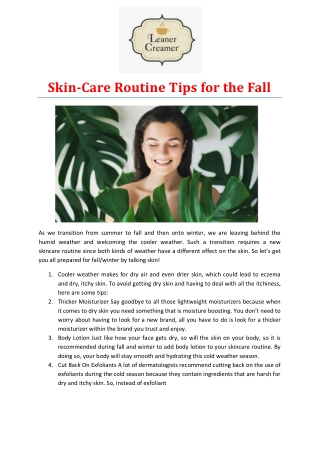 Skin-Care Routine Tips for the Fall