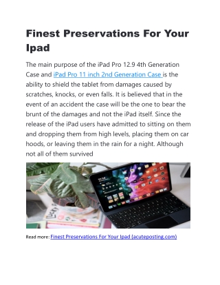 Finest Preservations For Your Ipad