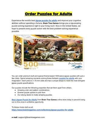 Order Puzzles for Adults