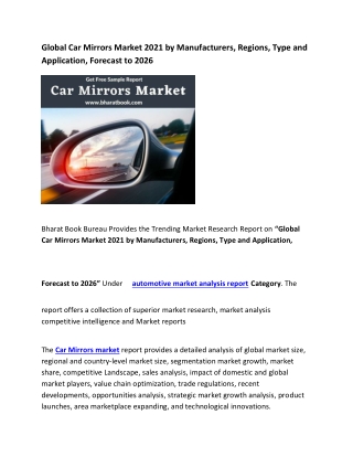 Global Car Mirrors Market 2021 by Manufacturers and Forecast to 2026