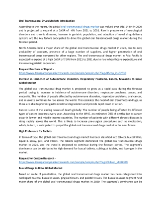 Oral Transmucosal Drugs Market Expected to Witness the Highest Growth 2031