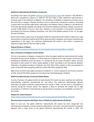 Metformin Hydrochloride API Market by Application, Trends and Growth Rate