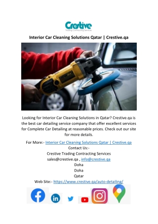 Interior Car Cleaning Solutions Qatar | Crestive.qa