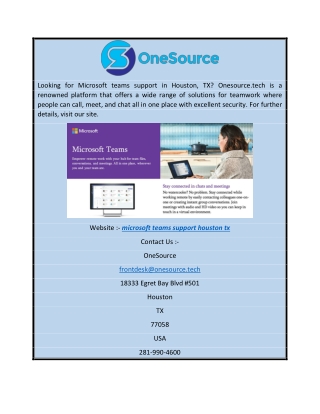 Microsoft Teams Support Houston TX   Onesource.tech