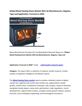 Global Metal Heating Stove Market 2021 Size, Type, and Forecast to 2026