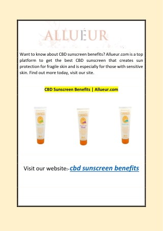 CBD Sunscreen Benefits | Allueur.com