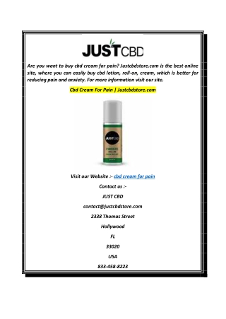 Cbd Cream For Pain ] Justcbdstore.com