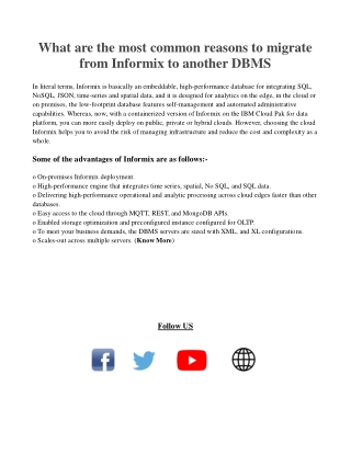 What are the most common reasons to migrate from Informix to another DBMS- Allbluesolutions.com