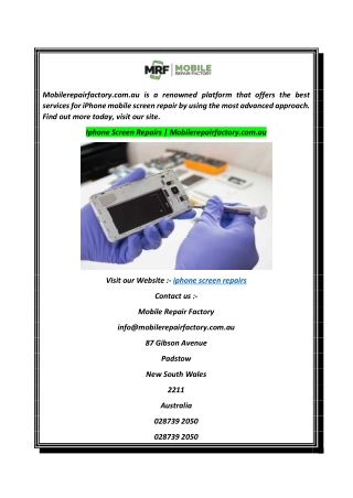 Iphone Screen Repairs  Mobilerepairfactory.com.au