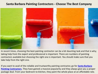 Santa Barbara Painting Contractors - Choose The Best Company