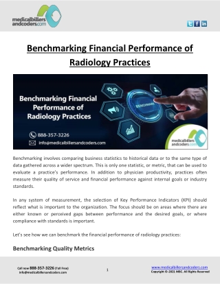 Benchmarking Financial Performance of Radiology Practices