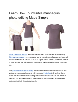 You Really Find Learn How To Invisible mannequin photo editing