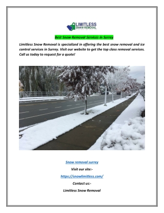 Best Snow Removal Services in Surrey