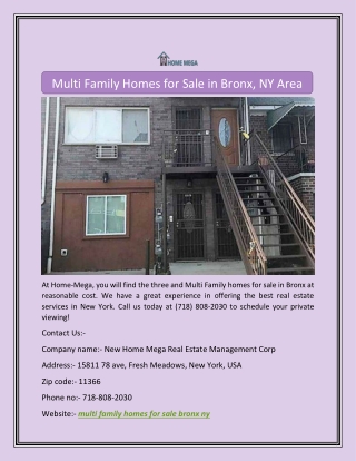 Multi Family Homes for Sale in Bronx, NY Area