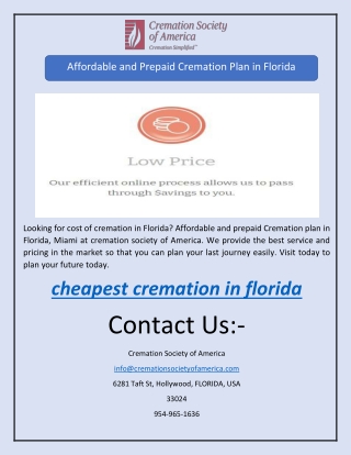 Affordable and Prepaid Cremation Plan in Florida