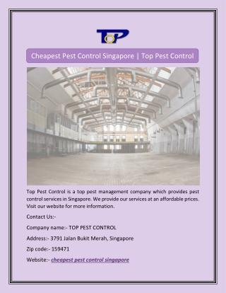 Cheapest Pest Control Singapore | Top Pest Control