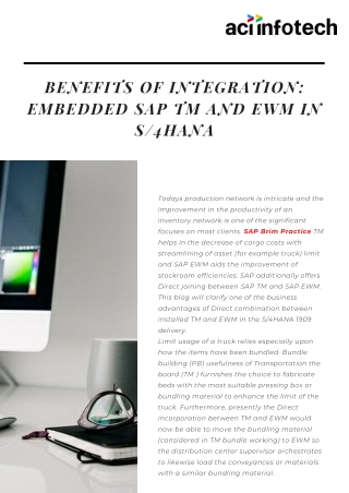 Benefits of Integration Embedded SAP TM and EWM in S4HANA