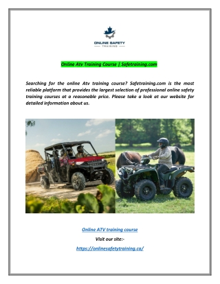 Online Atv Training Course | Safetraining.com