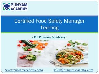 Certified Food Safety Manager Training - Punyam Academy