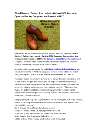 Global Women's Oxfords Shoes Market Research Report 2021-2027