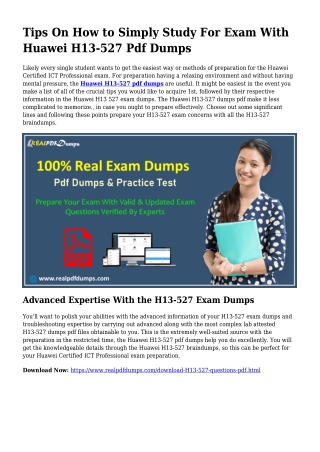 Precious Preparing From the Help Of H13-527 Dumps Pdf