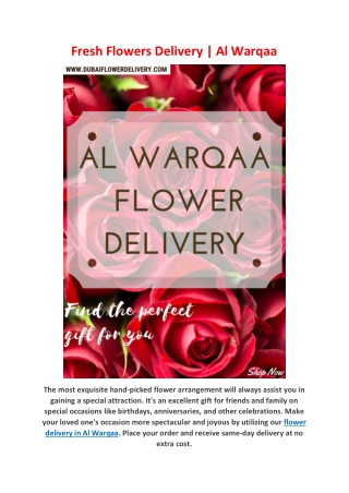 Fresh Flowers Delivery |  Al Warqaa