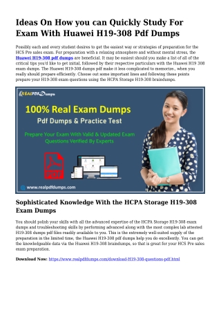 Precious Planning Because of the Assistance Of H19-308 Dumps Pdf